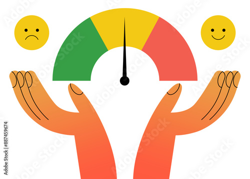 Wheel of emotions with different feelings. Face with sad and happy expression for psychological self-control. Flat vector illustrations.