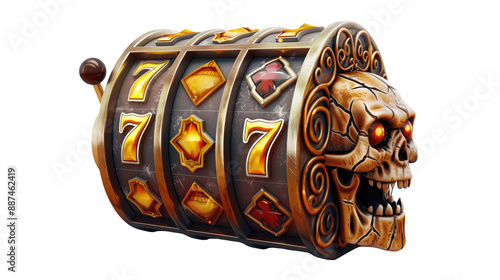 halloween themed 3d casino slots reel, transparent background photo