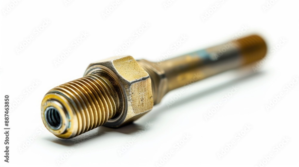 Isolated tie rod end on white background with copy space focus on automotive sector Isolated tie rod end on white background with copy space focus on automotive sector