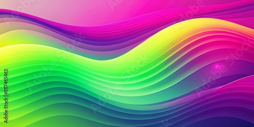 Vivid, flowing, abstract background with smooth neon color waves, Perfect for modern, vibrant, colorful designs