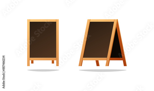 Blank black sandwich board,  chalkboard vector isolated on white background.