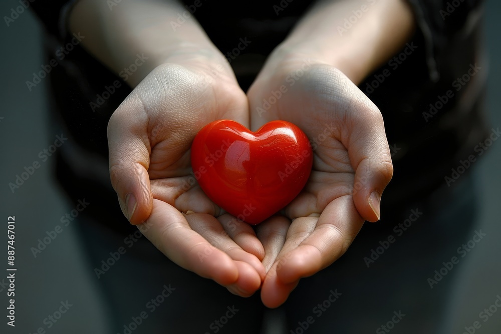 An image of a person holding a red heart shaped object gently in their hands, symbolizing love, care, and compassion. The heart stands out against the background. An image of a person holding a red heart shaped object gently in their hands, symbolizing love, care, and compassion. The heart stands out against the background.