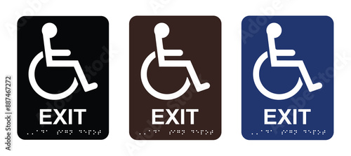  Wheelchair Accessible icon. Accessible Exit Sign.  Wheelchair Accessible icon silhouette