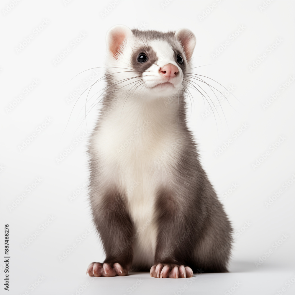 Charming Ferret Posing On White Background Charming Ferret Posing On White Background