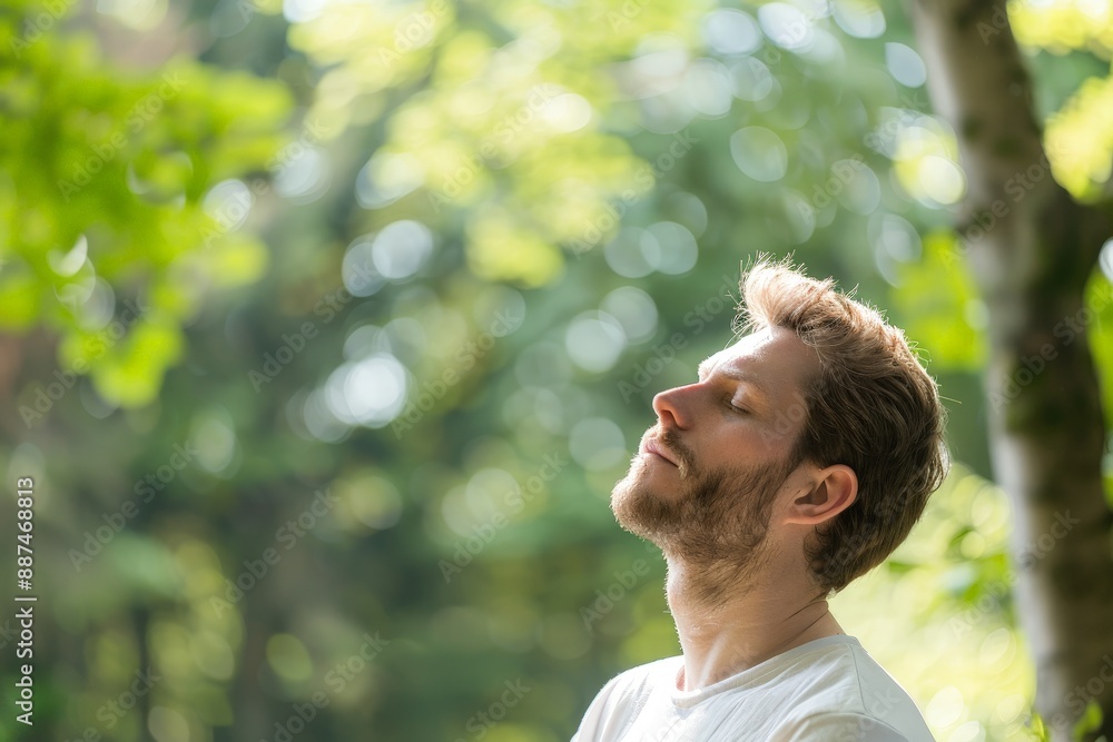 Serene Person Engaged in Mindful Breathing Meditation Amidst Nature Serene Person Engaged in Mindful Breathing Meditation Amidst Nature
