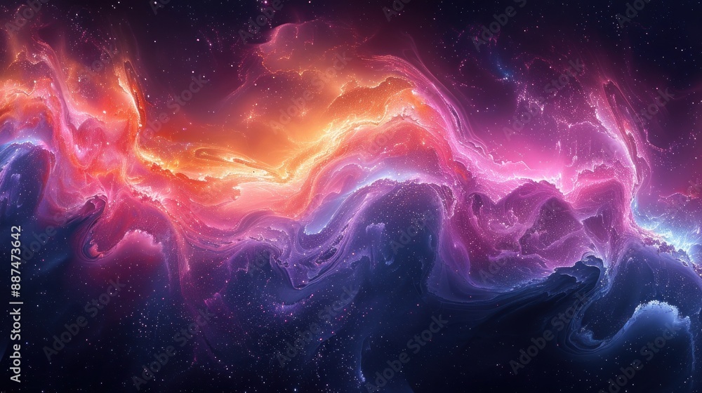 Fototapeta premium Vivid cosmic sunset blending colors in the universe.