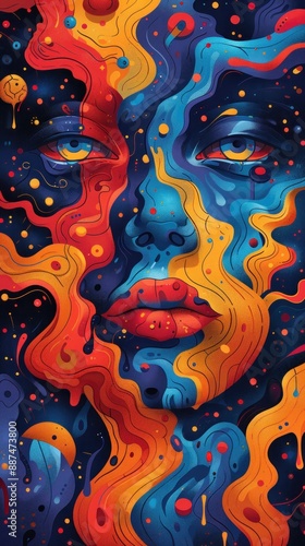 Wallpaper Mural Abstract art piece with swirling fiery and cool hues. Torontodigital.ca