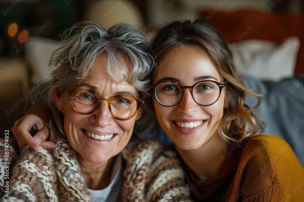 Grandmother and granddaughter taking a photo together Grandmother and granddaughter taking a photo together