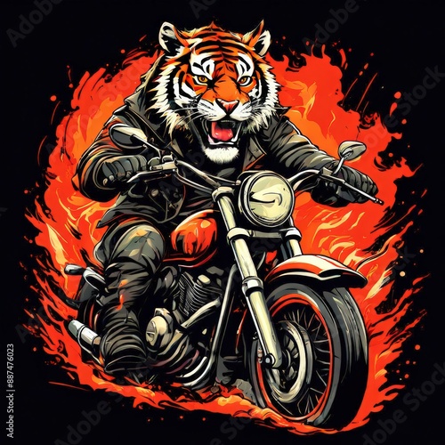 the AI Image Generator, pop punk colors a tiger riding