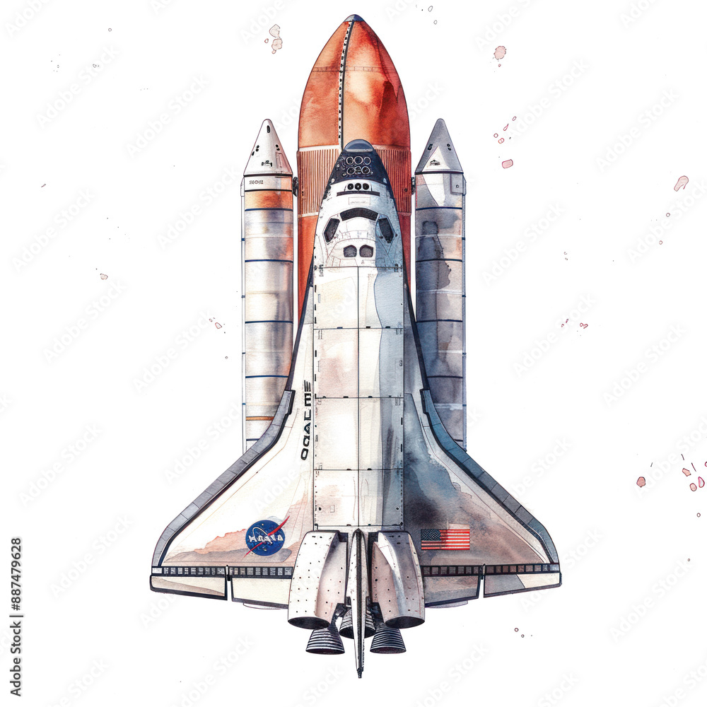 Shuttle watercolor illustration isolated on transparent. png file for art work, posters, posters, cards, holiday decor.
Shuttle watercolor illustration isolated on transparent. png file for art work, posters, posters, cards, holiday decor.