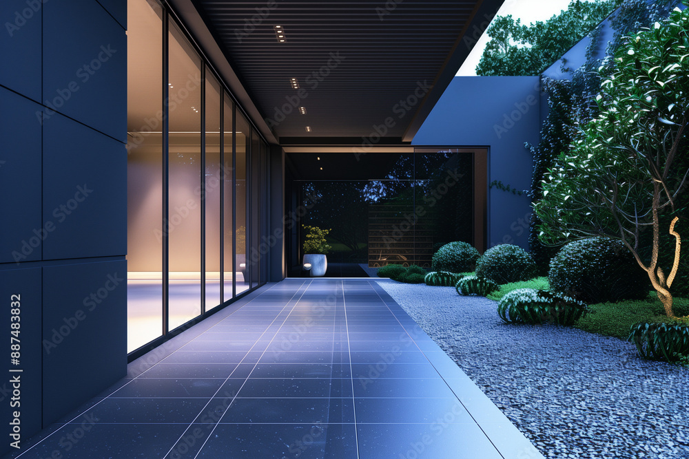 Fototapeta premium Modern Villa with Spacious Foreground Image