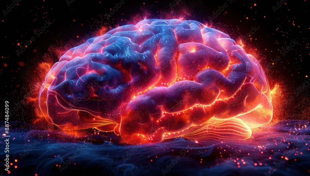 Glowing Human Brain in a Digital Environment Glowing Human Brain in a Digital Environment