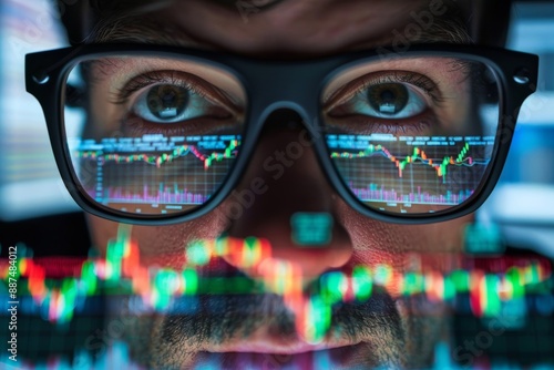 Wallpaper Mural A financial expert deeply analyzes securities oversight amid an uncertain future, surrounded by complex data, illustrating the intricate nature of financial forecasting and risk assessment. Torontodigital.ca