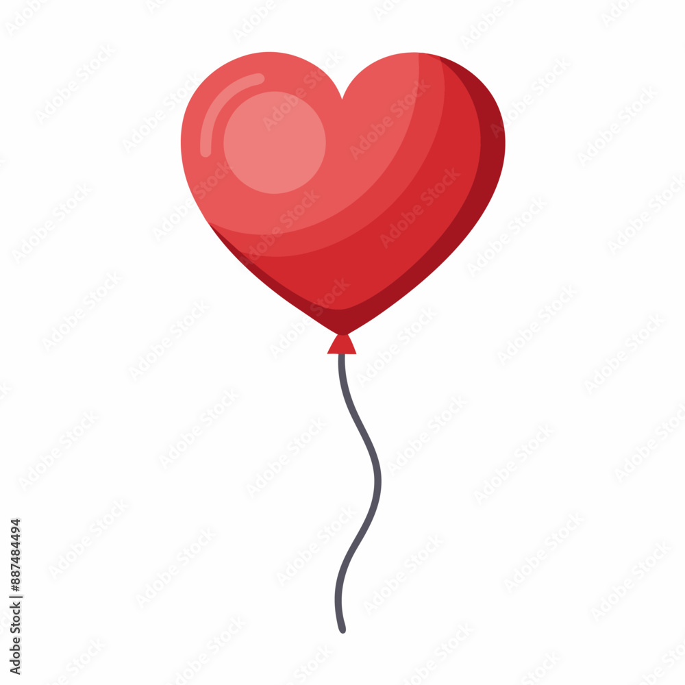 The heartshaped balloon is red with a string attached The heartshaped balloon is red with a string attached