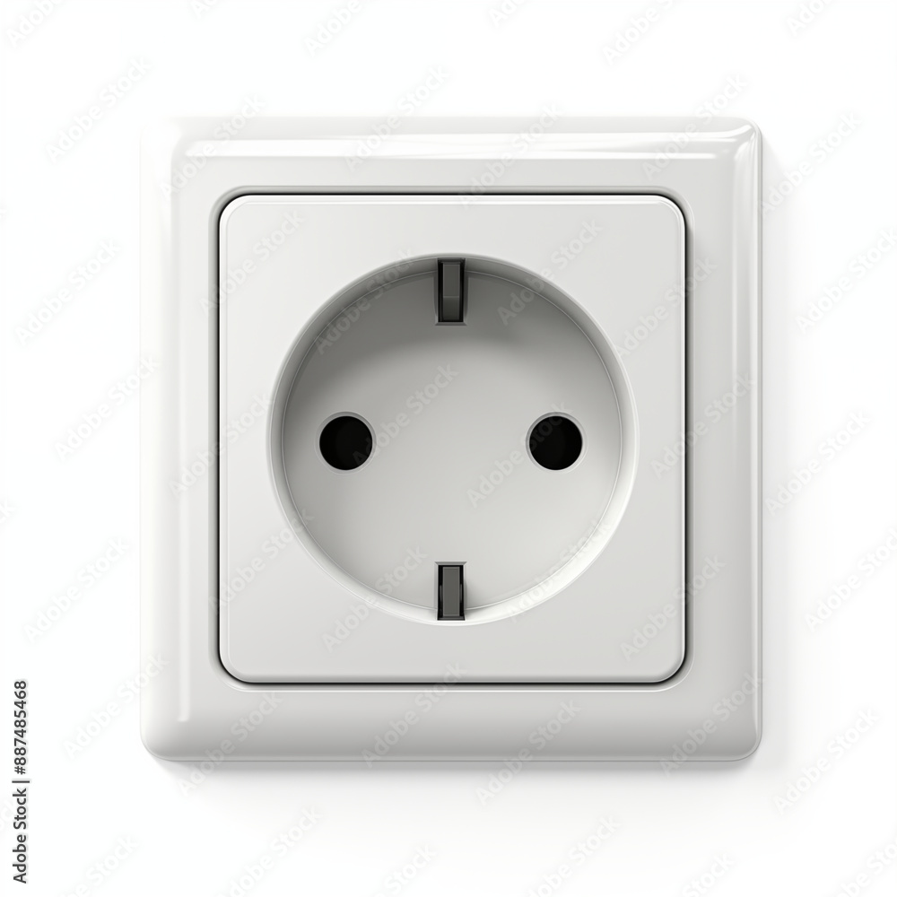 White Electrical Power Socket Outlet with Clean Design on a Plain White Wall White Electrical Power Socket Outlet with Clean Design on a Plain White Wall