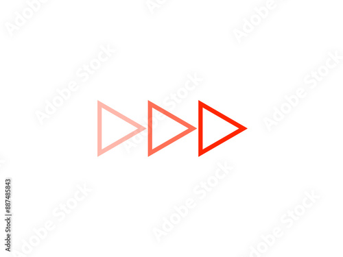 三連矢印三角素材：赤線B