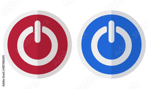 Power button on off icon vector isolated on white background.