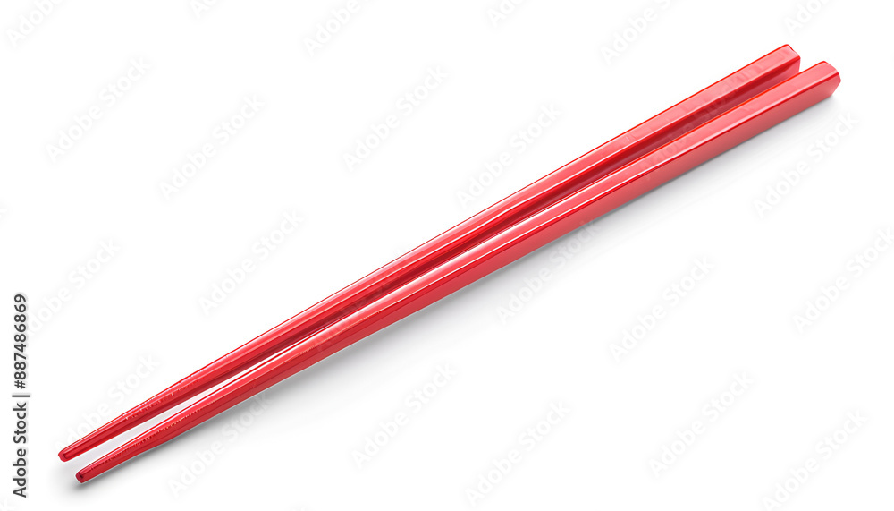 Collage with red chopsticks isolated on white Collage with red chopsticks isolated on white