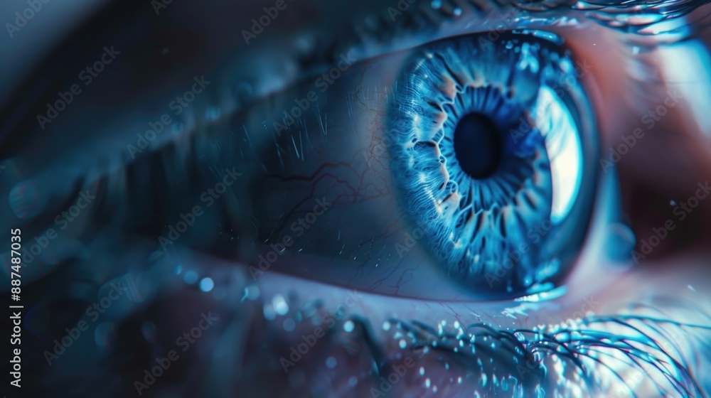 A detailed shot of a person's blue eye, perfect for beauty or medical uses A detailed shot of a person's blue eye, perfect for beauty or medical uses
