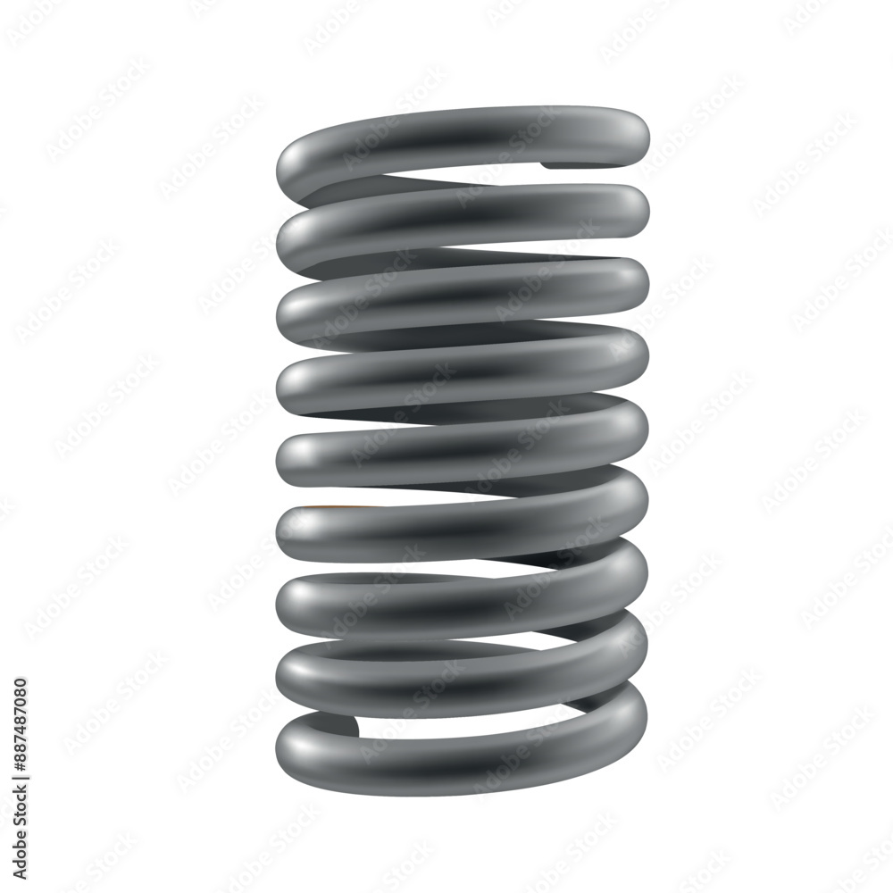 A silver metal coil spring isolated on a white background A silver metal coil spring isolated on a white background