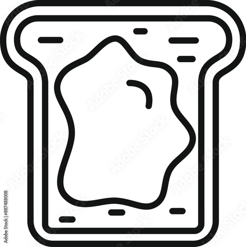 Simple line drawing of a slice of toast with jam spread on it