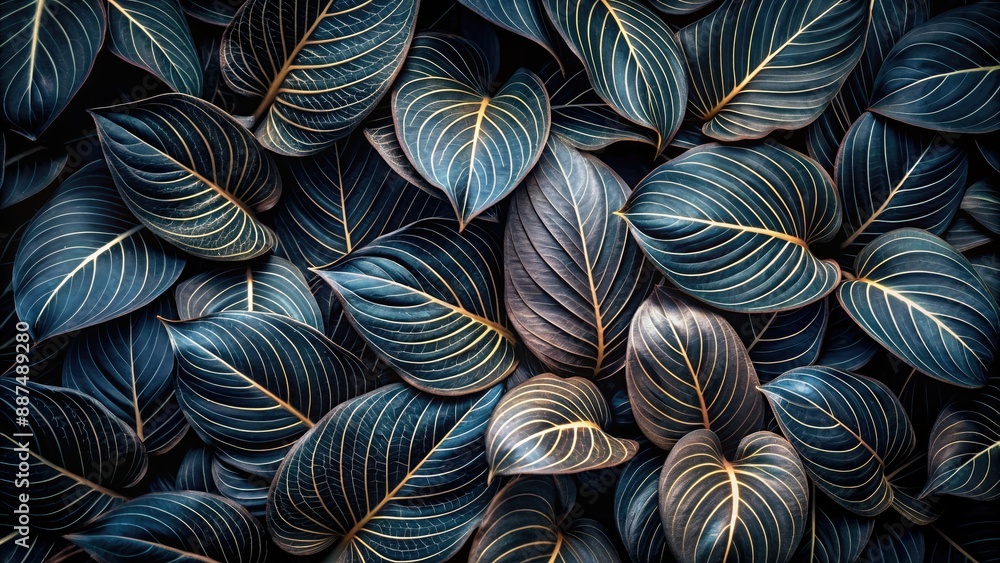 Dark, intricate, abstract black leaves with delicate veins and edges, arranged in a flat lay composition, evoking a mysterious, tropical, and digital nature-inspired aesthetic. Dark, intricate, abstract black leaves with delicate veins and edges, arranged in a flat lay composition, evoking a mysterious, tropical, and digital nature-inspired aesthetic.
