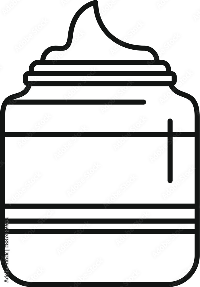 Line art icon of an open jar with cosmetic cream Line art icon of an open jar with cosmetic cream