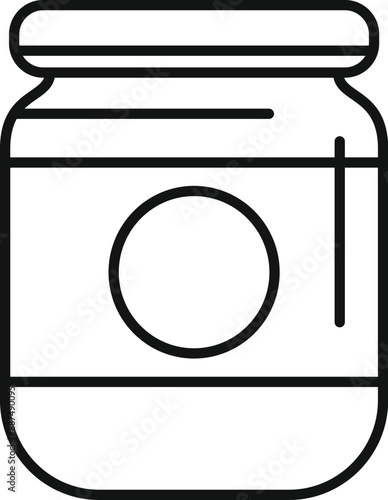 Simple black and white icon of a closed jar with blank label, suitable for food packaging design