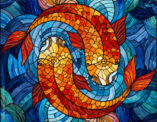 Vibrant Stained Glass Fish Artwork