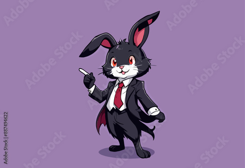 Stylish Rabbit in Suit Pointing