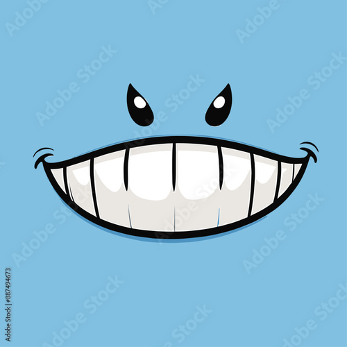 Smiling Cartoon Face with Teeth and Eyes