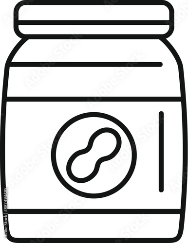 Simple line icon of a peanut butter jar, perfect for representing food products and spreads