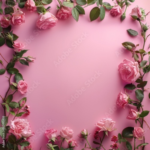 Wallpaper Mural Floral Frame of Delicate Pink Roses Torontodigital.ca