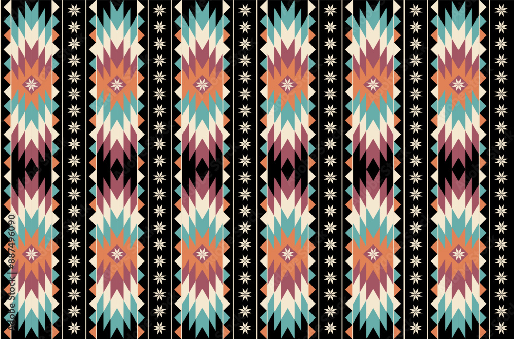 A colorful tribe geomatics ethnic seamless abstract background round curve vector design for fashion clothes, textile, wrapping, decoration. A colorful tribe geomatics ethnic seamless abstract background round curve vector design for fashion clothes, textile, wrapping, decoration.