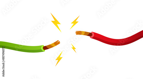 Broken cable vector isolated on whte background