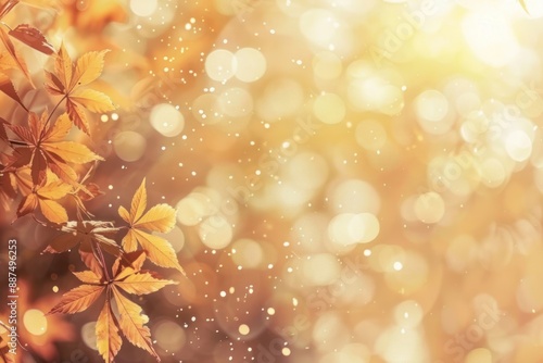 Bokeh Effects: Creates a soft, dreamy background autumn leaves and sun flare © Ольга Лукьяненко