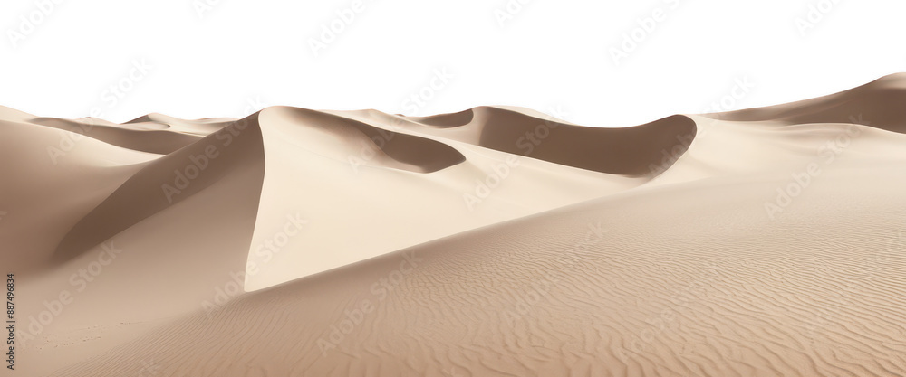 Desert landscape with rolling sand dunes isolate on transparent background, cutout, png Desert landscape with rolling sand dunes isolate on transparent background, cutout, png