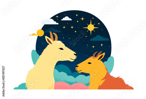 Friendly Animals Gaze at the Night Sky