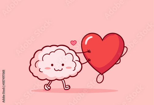Fluffy Cloud Character Holding Heart