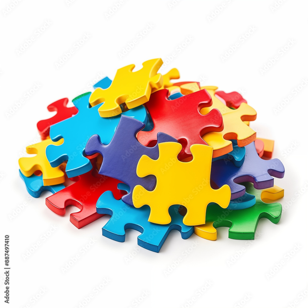 Pile of Colorful Jigsaw Puzzle Pieces Isolated on White Background Pile of Colorful Jigsaw Puzzle Pieces Isolated on White Background