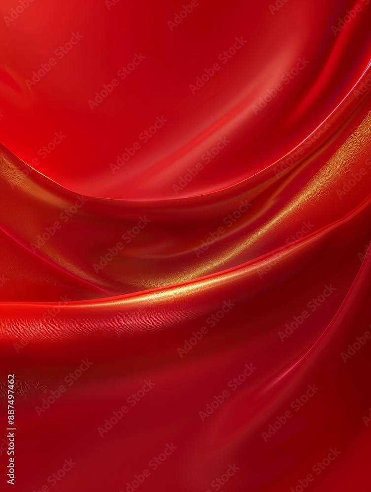 Red background, golden gradient lines on the right side of the red cloth, light and shadow effects, minimalist style, soft tones, wide-angle lens, blurred foreground, flowing feeling, luxurious atmosp Red background, golden gradient lines on the right side of the red cloth, light and shadow effects, minimalist style, soft tones, wide-angle lens, blurred foreground, flowing feeling, luxurious atmosp