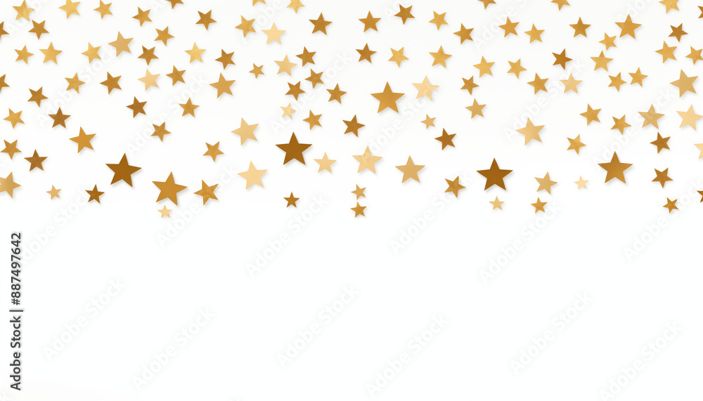 Obraz premium Golden Stars Scattered Across a White Background Perfect for Festive and Holiday Design Elements