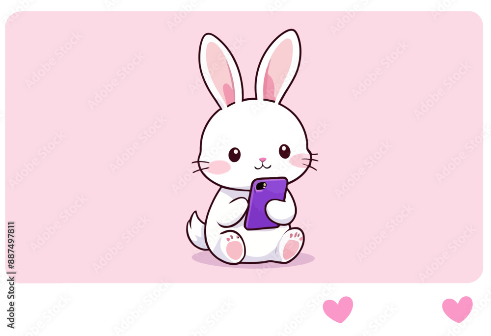 Obraz premium Cute Easter Bunny Holding Phone
