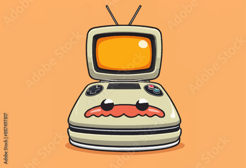 Cute Cartoon Television with Face and Eyes