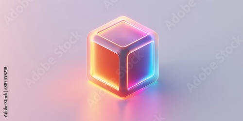 Abstract Futuristic 3D Render Minimalistic Style with Floating Geometric Shapes Isometric Design, Light Color Theme, Bright Background, and Soft Lighting