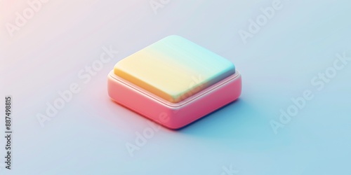 Abstract Futuristic 3D Render Minimalistic Style with Floating Geometric Shapes Isometric Design, Light Color Theme, Bright Background, and Soft Lighting