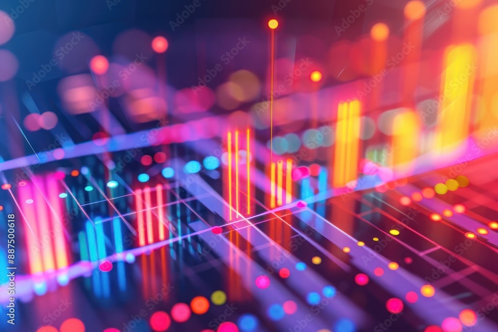 Data Points: Highlight specific data points along the investment charts with glowing dots or market Data Points: Highlight specific data points along the investment charts with glowing dots or market