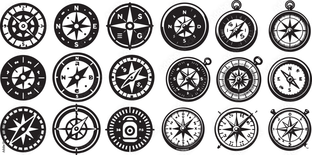 set of compass icon vector illustration set of compass icon vector illustration