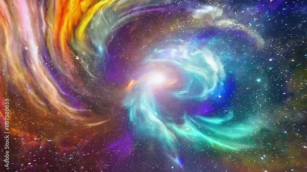 A colorful nebula swirls in space, surrounded by countless stars. The nebula's vibrant colors of pink, orange, and blue create a captivating celestial scene. A colorful nebula swirls in space, surrounded by countless stars. The nebula's vibrant colors of pink, orange, and blue create a captivating celestial scene.