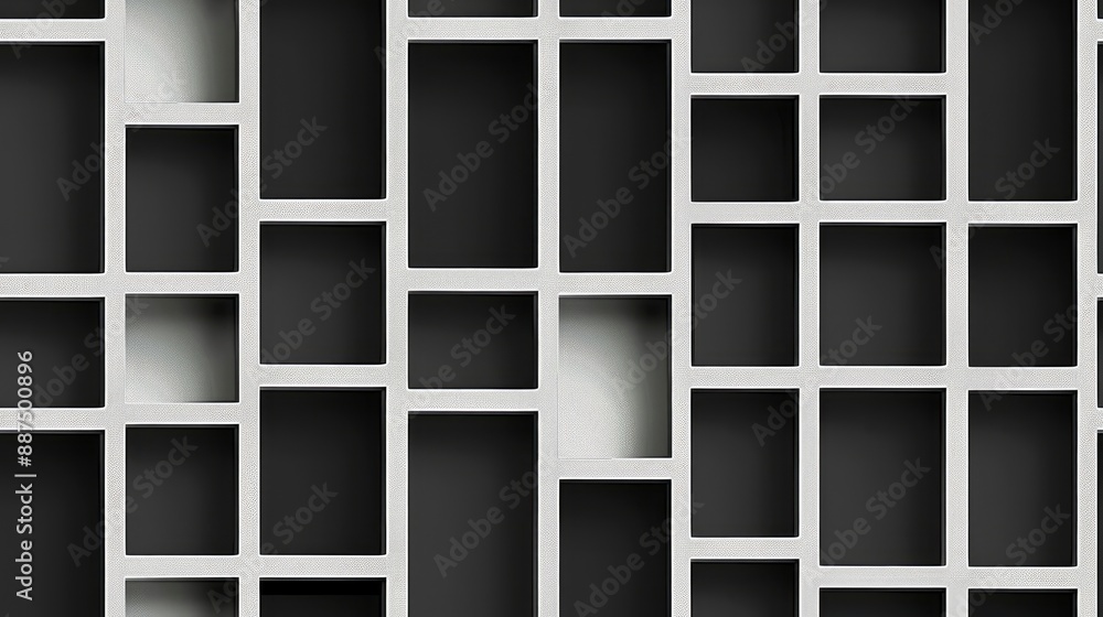 Abstract background with white framed squares on a black surface. Abstract background with white framed squares on a black surface.